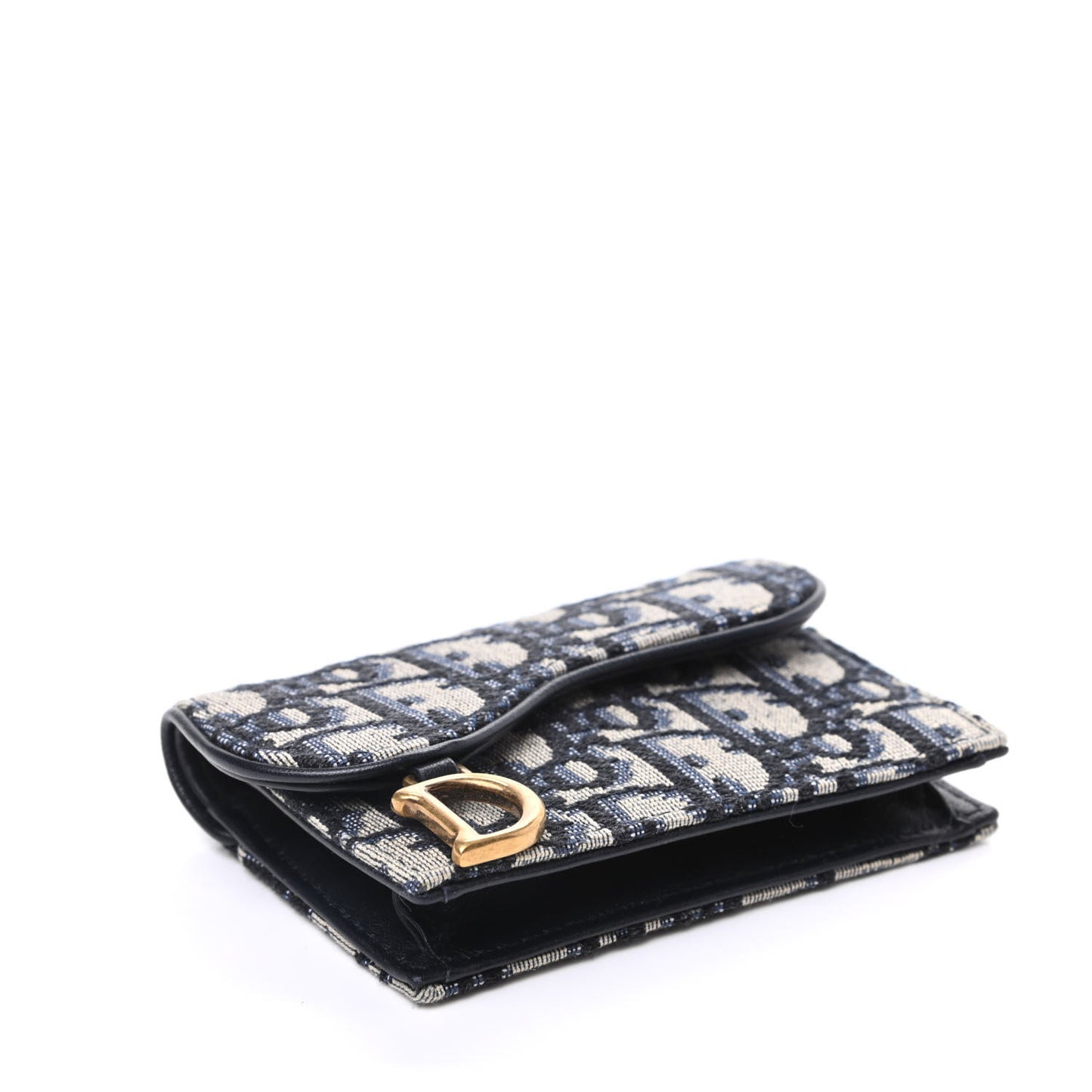 Oblique Saddle Card Holder Blue