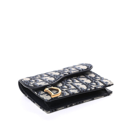 Christian Dior Oblique Saddle Card Holder Blue 4 of 6