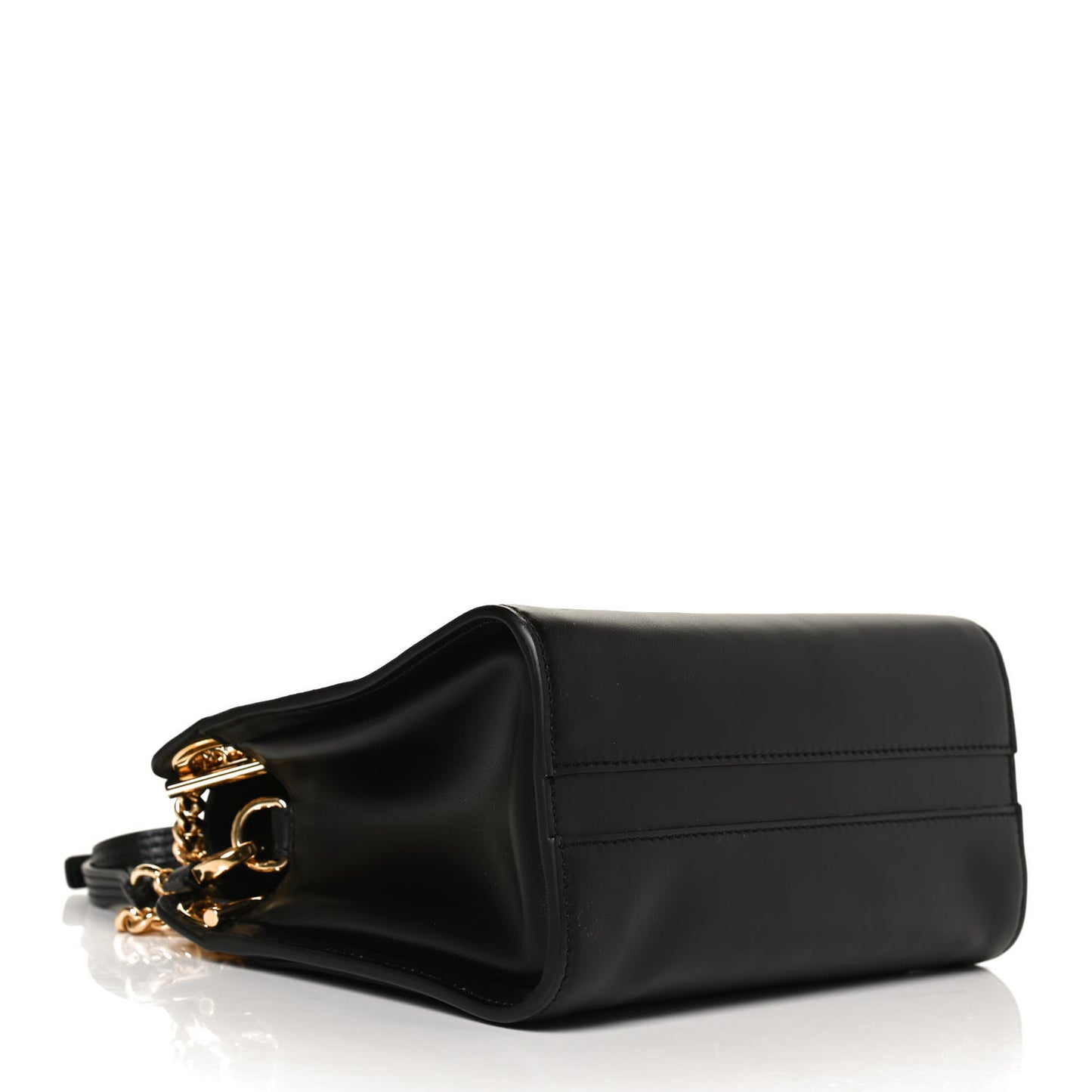Shiny Calfskin Mini Annie Shoulder Bag Black