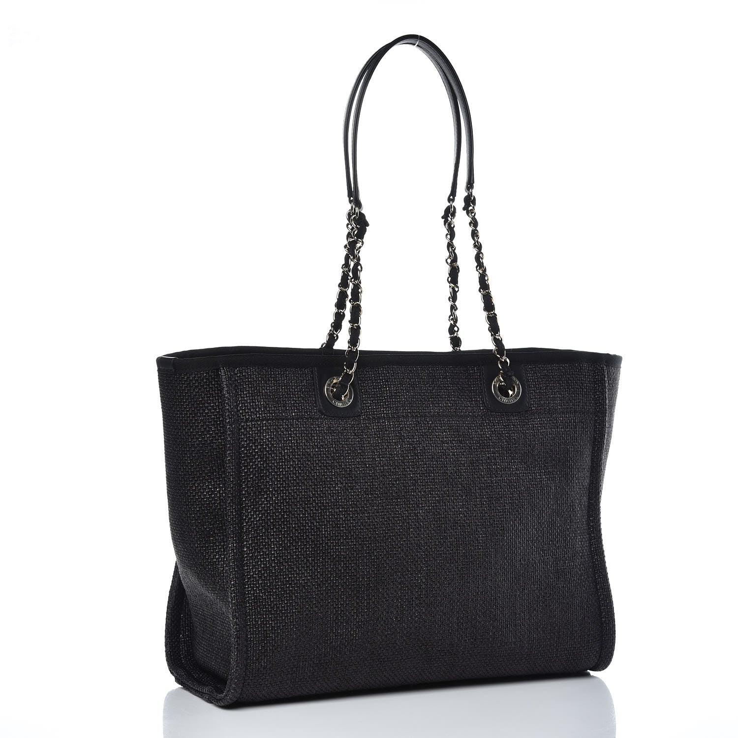 Chanel Woven Straw Raffia Small Deauville Tote Black 3 of 10