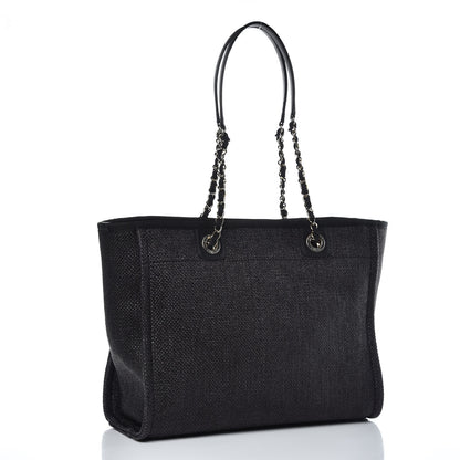Chanel Woven Straw Raffia Small Deauville Tote Black 3 of 10