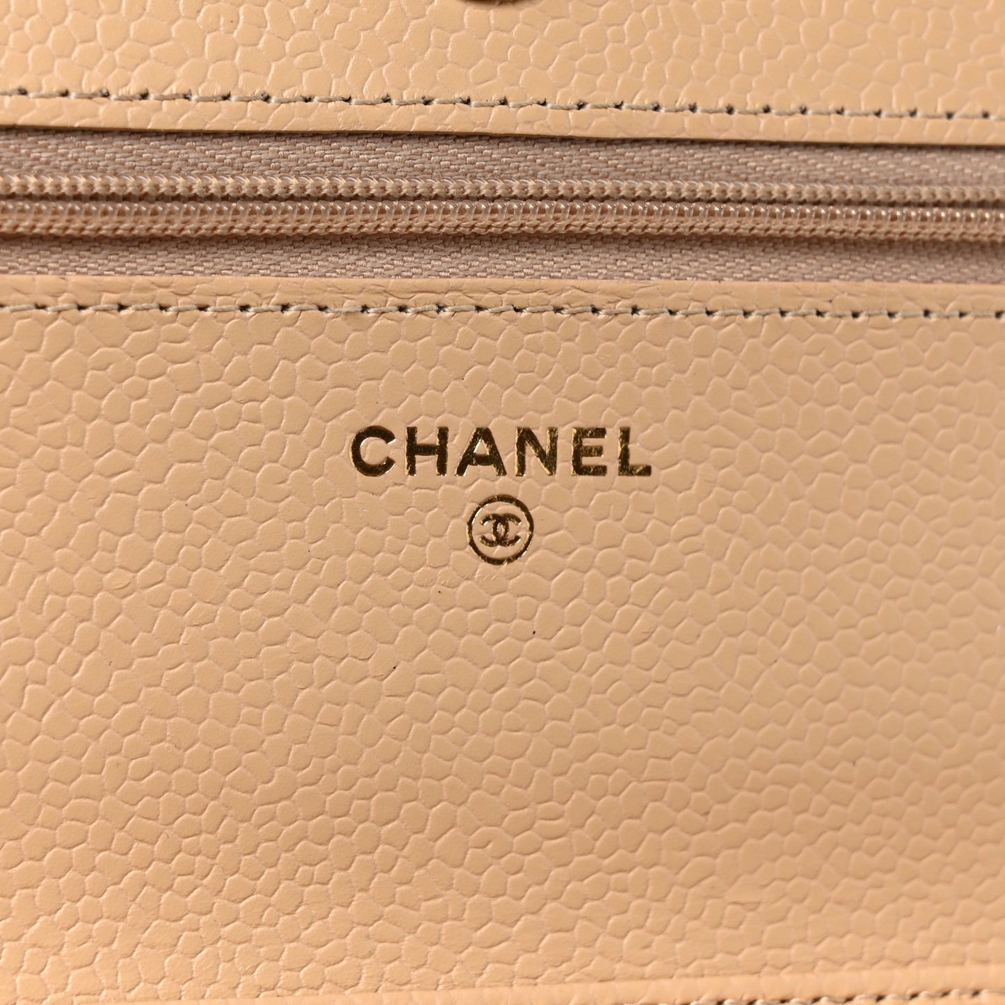 Caviar Quilted Wallet on Chain WOC Dark Beige