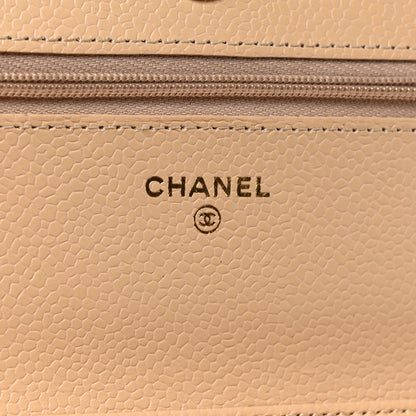 Chanel Caviar Quilted Wallet on Chain WOC Dark Beige 6 of 10