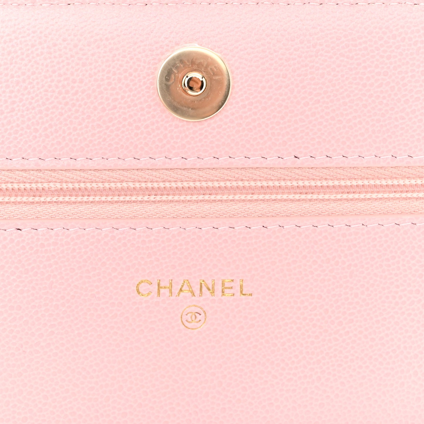 Caviar Quilted Studded CC Wallet on Chain WOC Light Pink