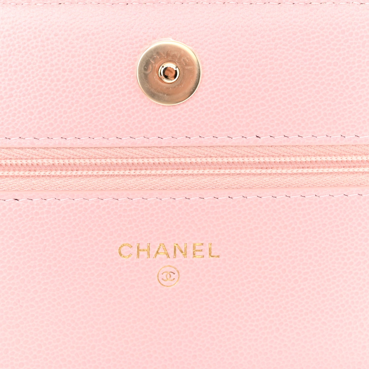 Chanel Caviar Quilted Studded CC Wallet on Chain WOC Light Pink 5 of 11