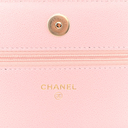Chanel Caviar Quilted Studded CC Wallet on Chain WOC Light Pink 5 of 11
