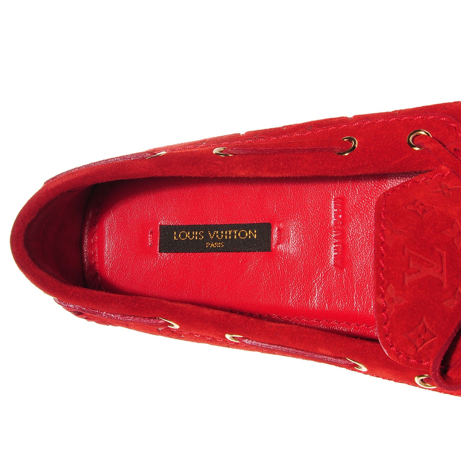 Louis Vuitton Suede Monogram Gloria Loafers 38 Rouge 7 of 8