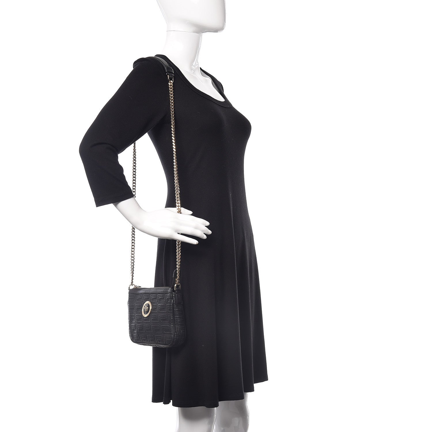 Versace Nappa Quilted Palazzo Chain Crossbody Bag Black 2 of 9