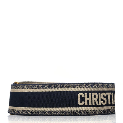 Christian Dior Canvas Embroidered Shoulder Strap Blue 2 of 5
