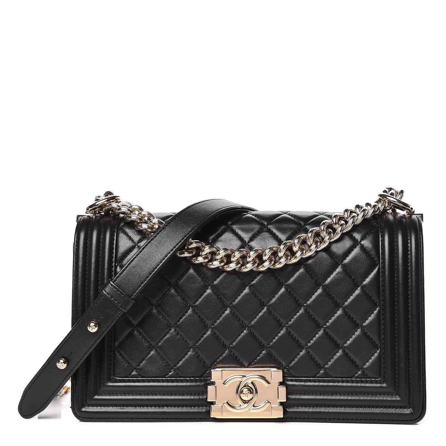Chanel Lambskin Quilted Medium Boy Flap Black 1 of 16