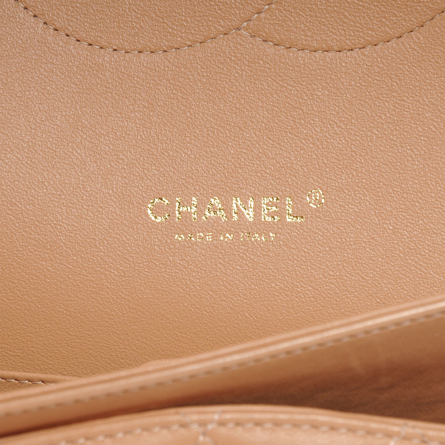 Lambskin Quilted Maxi Double Flap Beige
