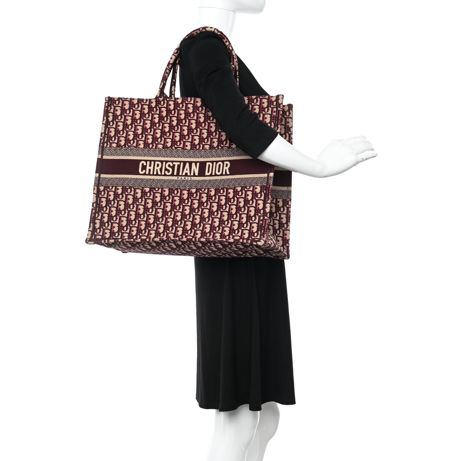 Christian Dior Oblique Large Book Tote Burgundy Multicolor 2 of 15