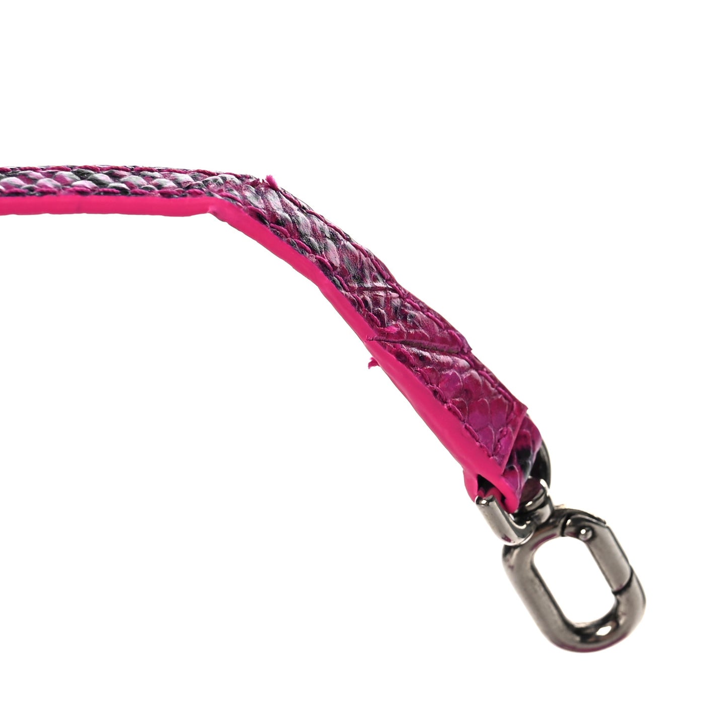 Shiny Calfskin Python Effect Small Hourglass Top Handle Bag Fuchsia Black