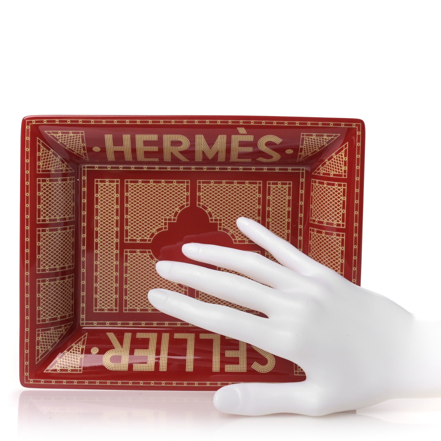 Porcelain Sellier Change Tray Rouge Or