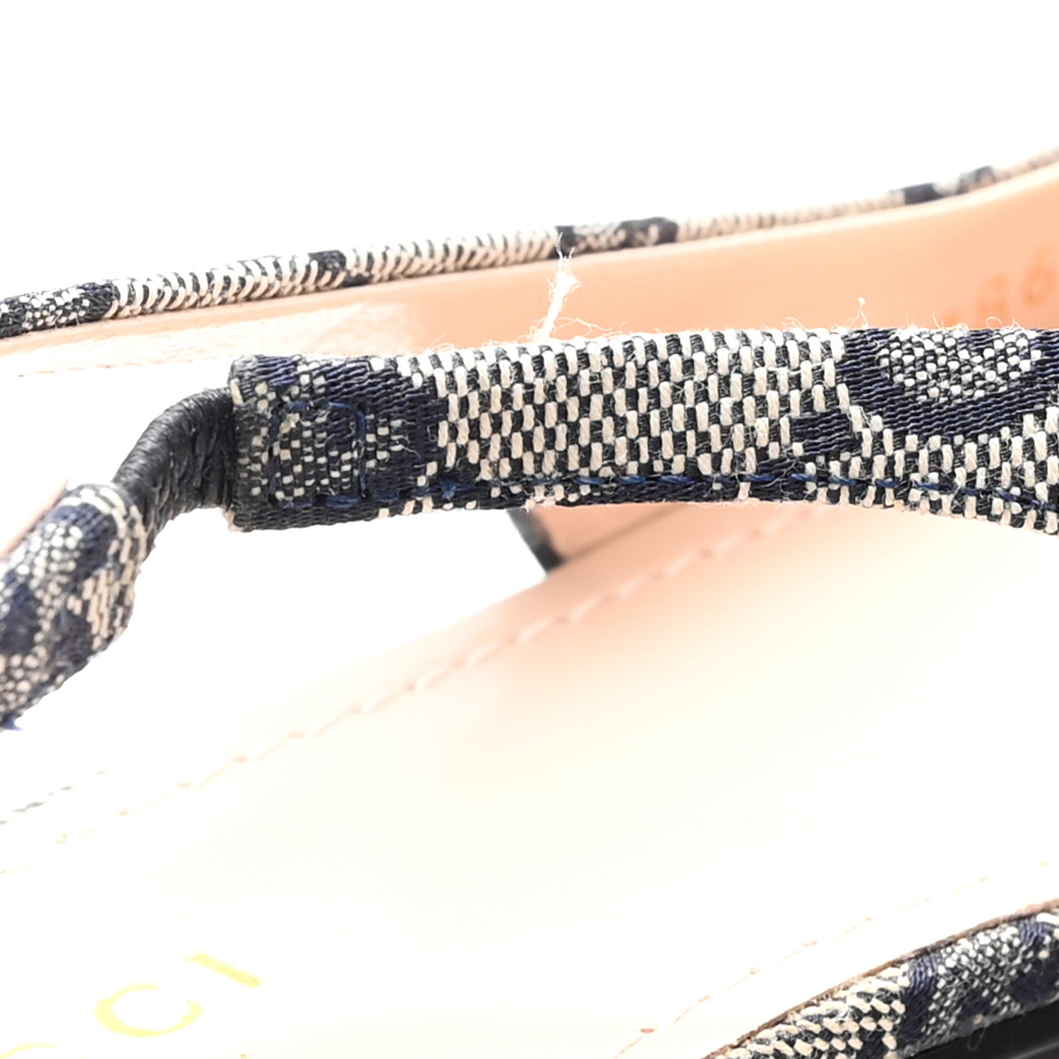 Gucci Monogram Horsebit Womens Slingback Ballet Flat 36 Beige Blue 10 of 11