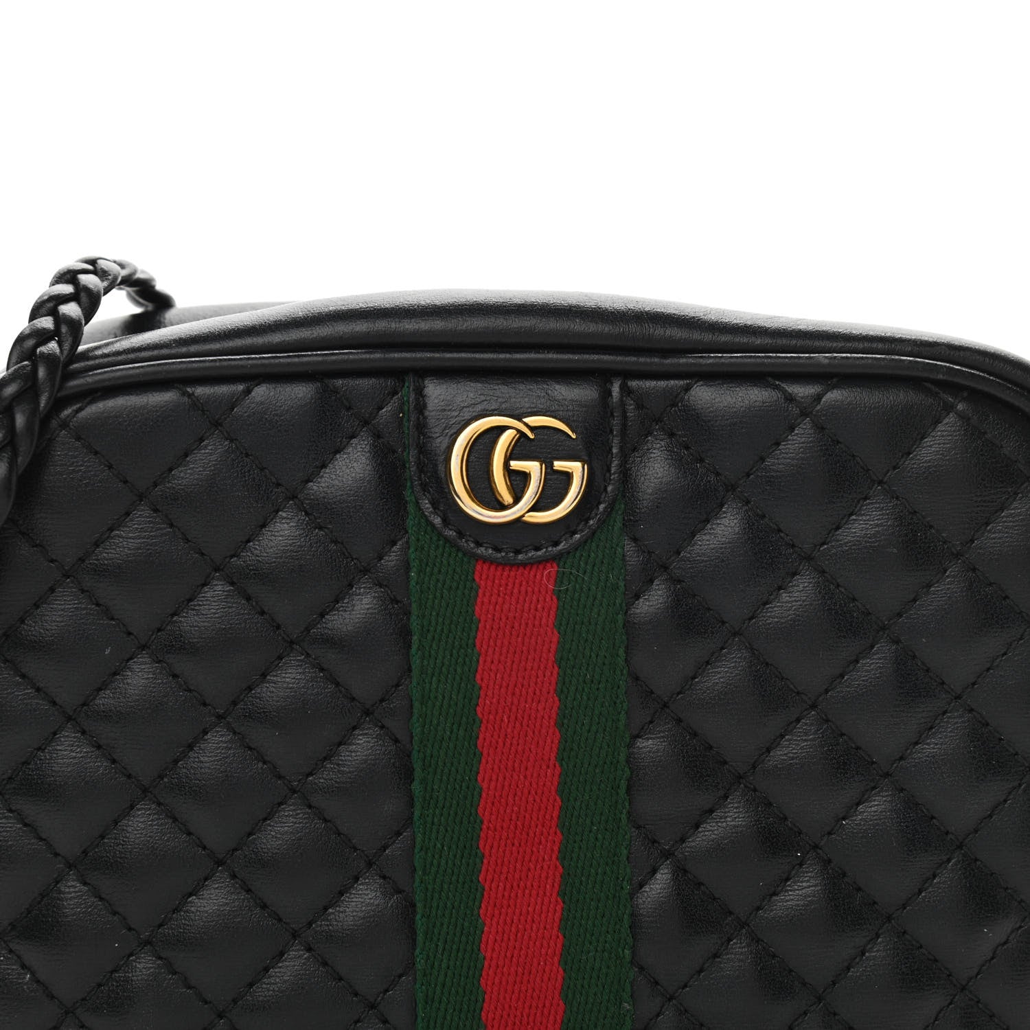 Gucci Calfskin Trapuntata Web Mini GG Shoulder Bag Black 8 of 13