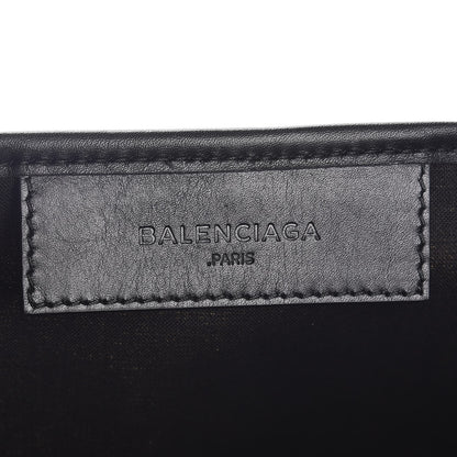 Balenciaga Cotton Canvas Satin Calfskin S Navy Cabas Natural Black 6 of 8