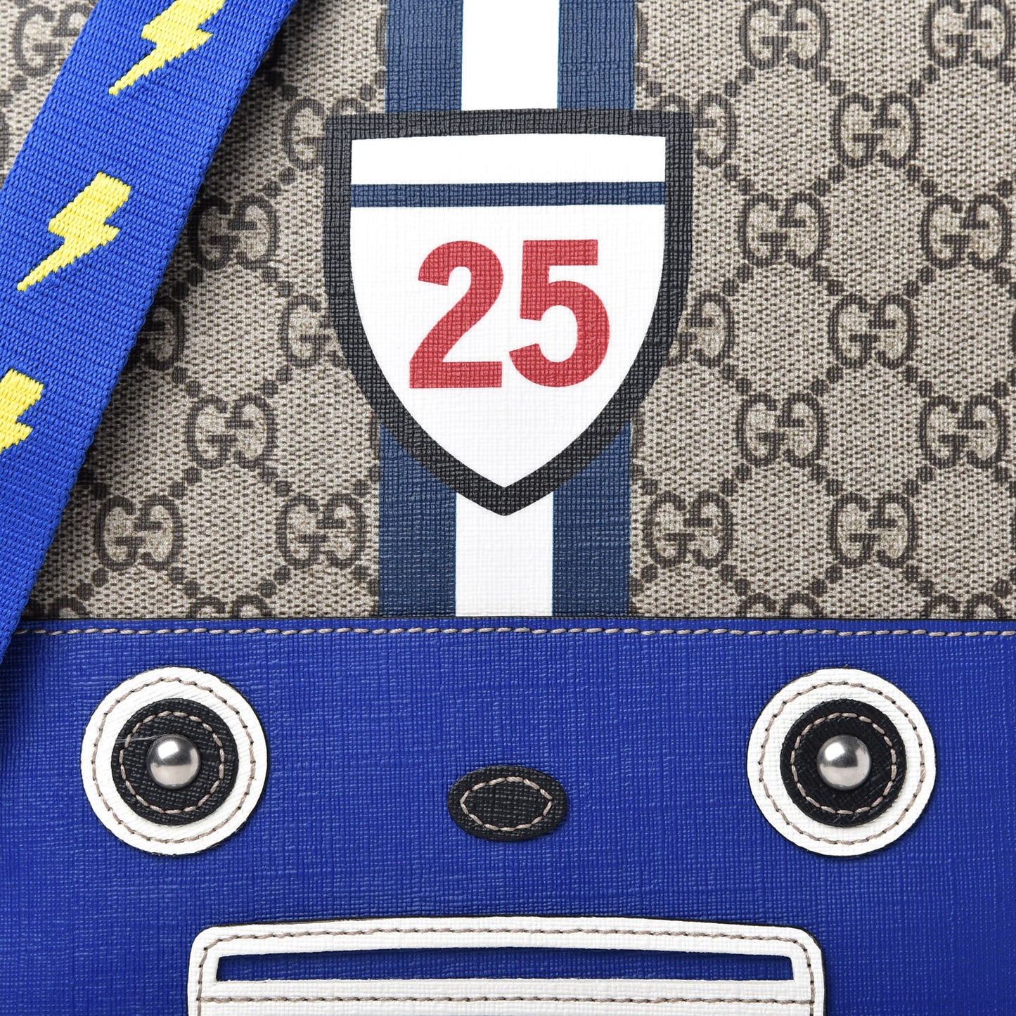 GG Supreme Monogram Kids Car Crossbody Bag Blue Yellow