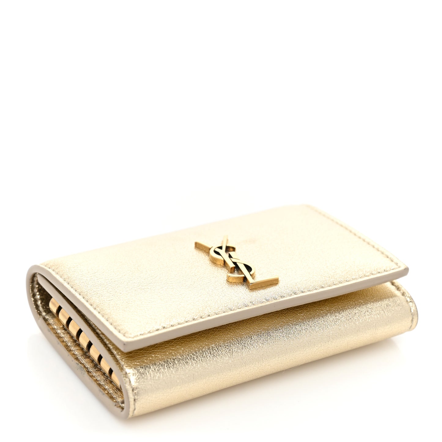 Metallic Calfskin Monogram Trifold Key Case Platino