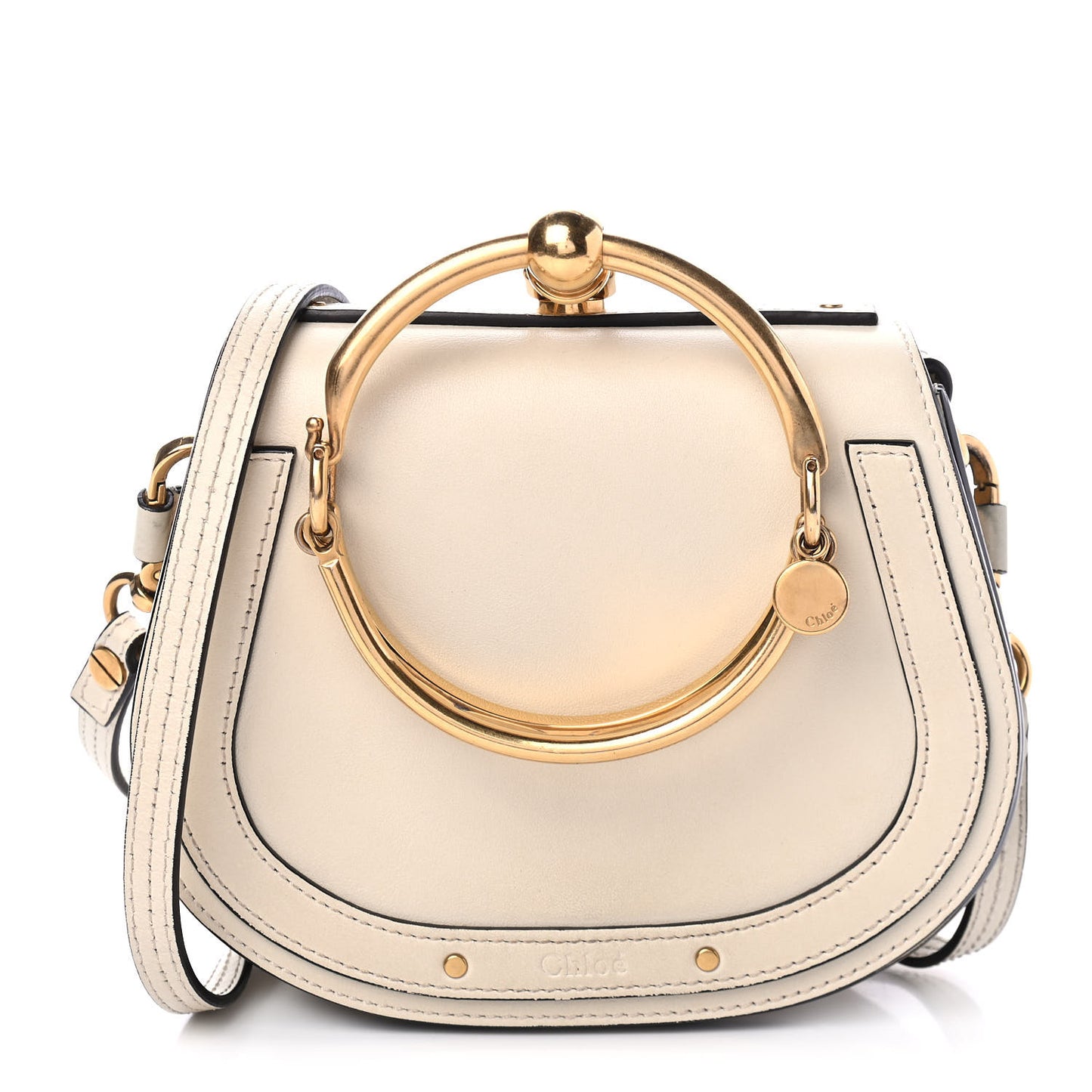 Calfskin Suede Small Nile Bracelet Bag Off White