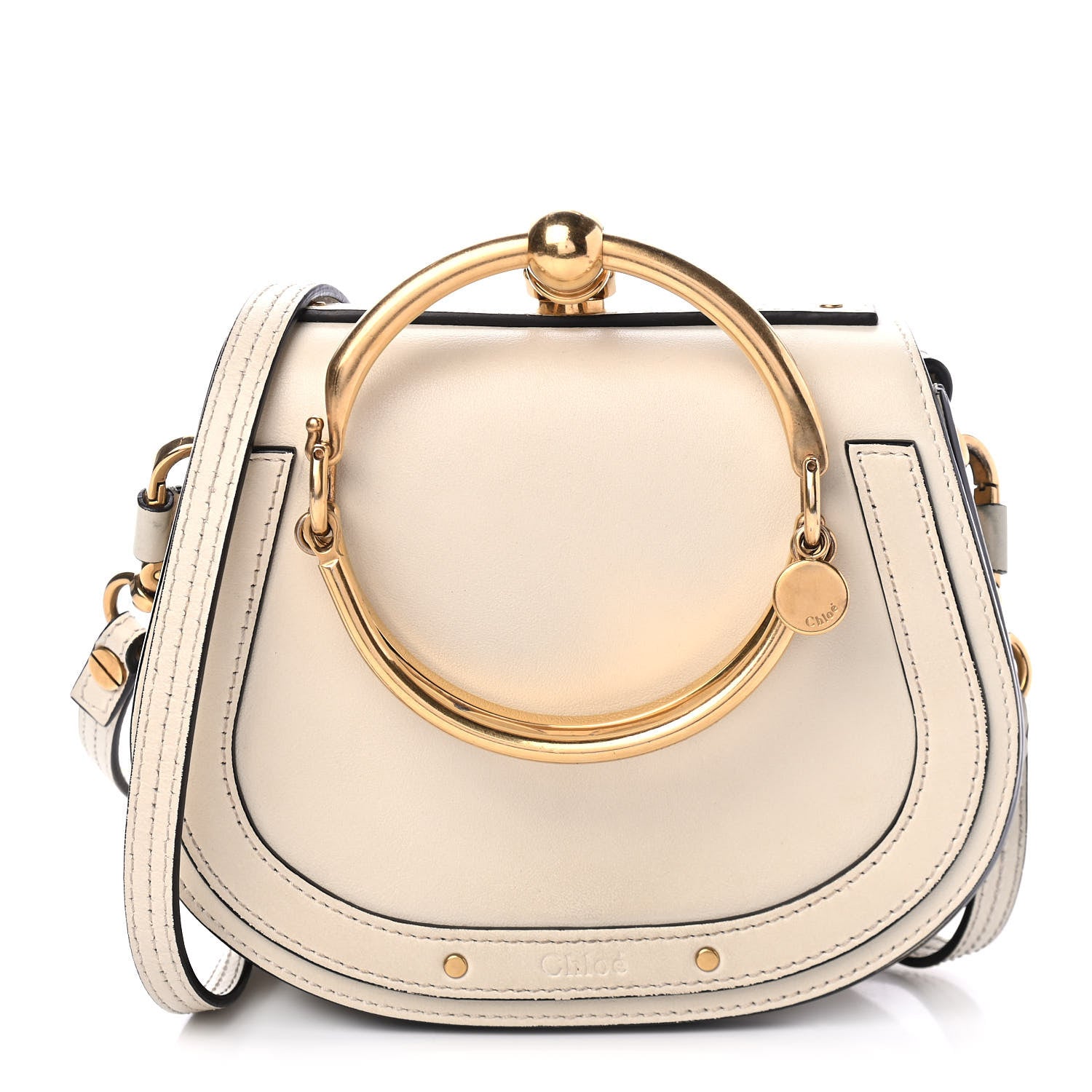 Chloe Calfskin Suede Small Nile Bracelet Bag Off White 1 of 4