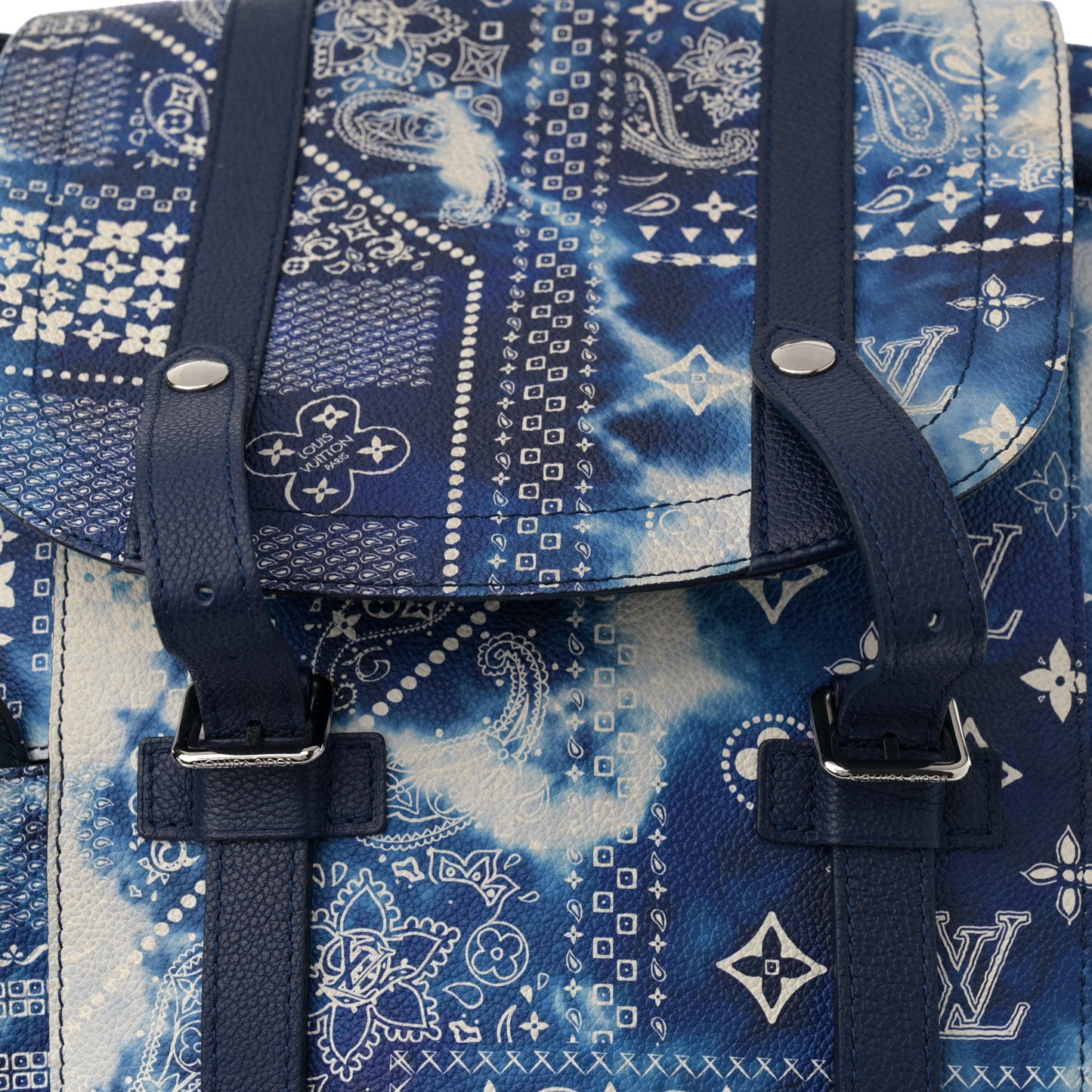 Cowhide Monogram Bandana Christopher MM Backpack Blue