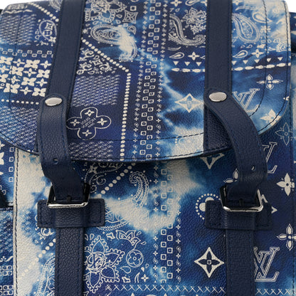 Louis Vuitton Cowhide Monogram Bandana Christopher MM Backpack Blue 7 of 15