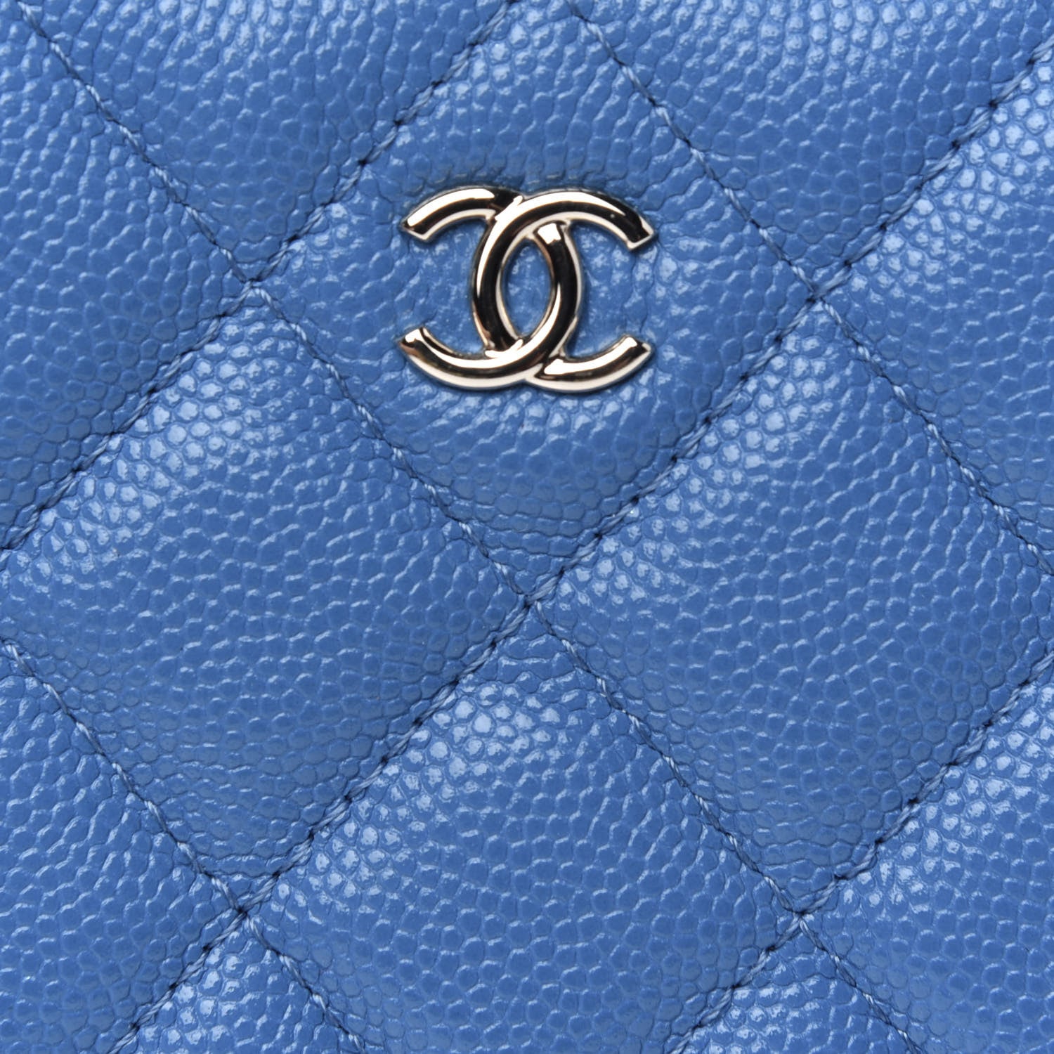 Chanel Caviar Quilted Small Cosmetic Case Blue 10 of 11