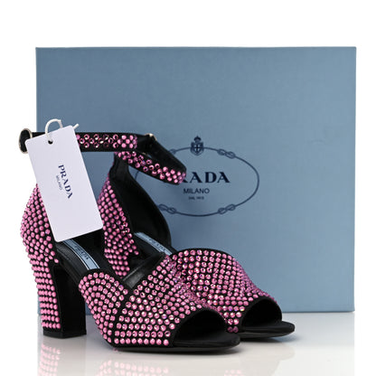 Prada Satin Crystal Ankle Wrap 105mm Sandals 37 Rosa 8 of 8