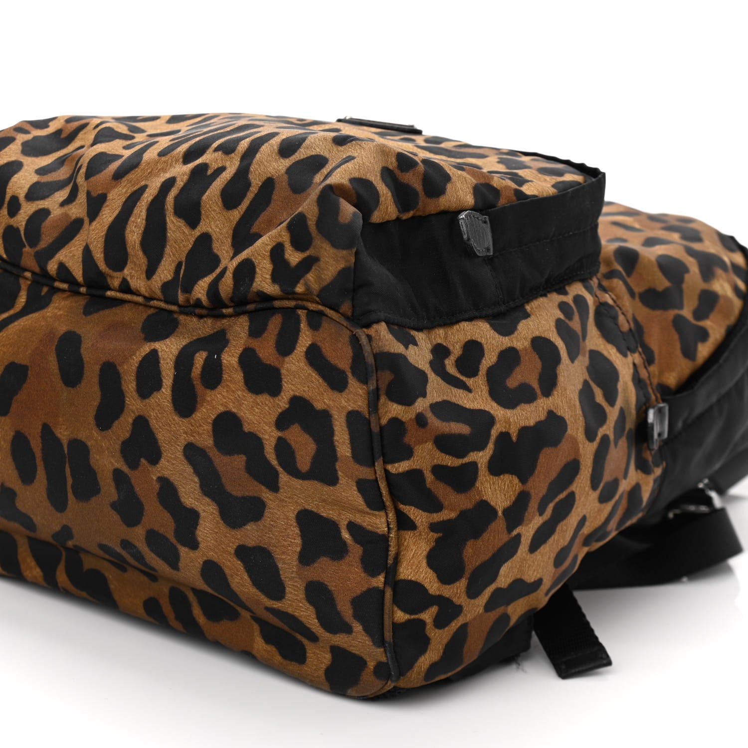 Prada Tessuto Nylon Leopard Print Backpack Miele Black 9 of 10