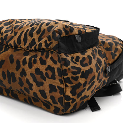 Prada Tessuto Nylon Leopard Print Backpack Miele Black 9 of 10