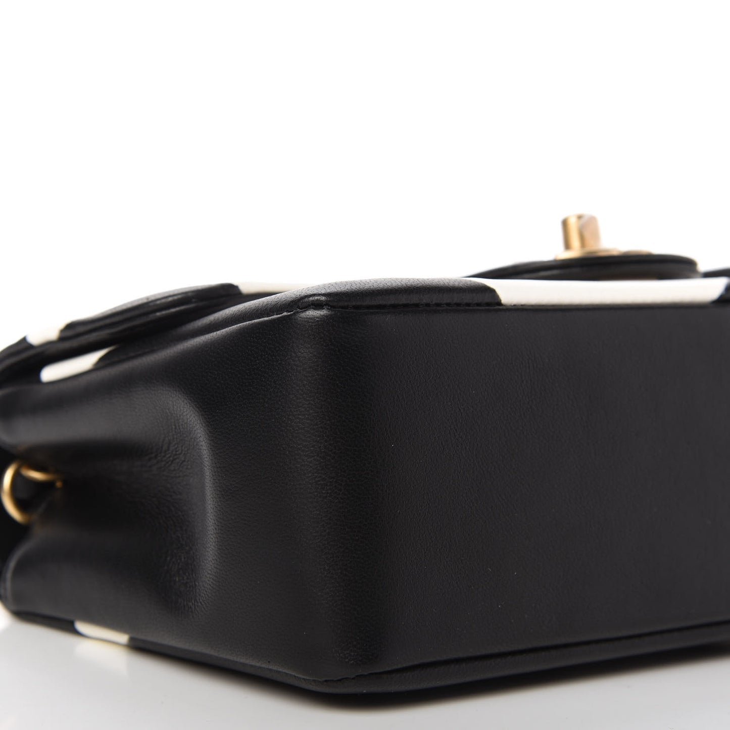 Lambskin Geometric Patchwork Mini Flap Black White
