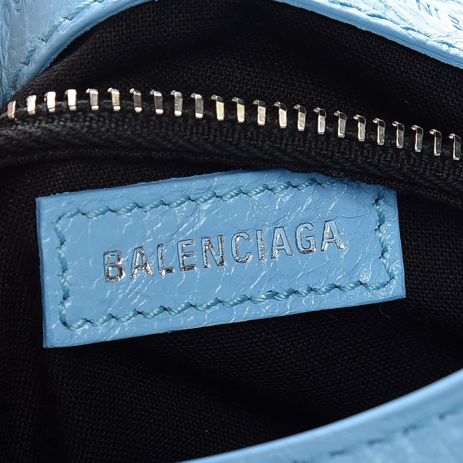 Balenciaga Agneau Classic Silver Hardware Mini City Logo Strap Baby Blue Black 6 of 9