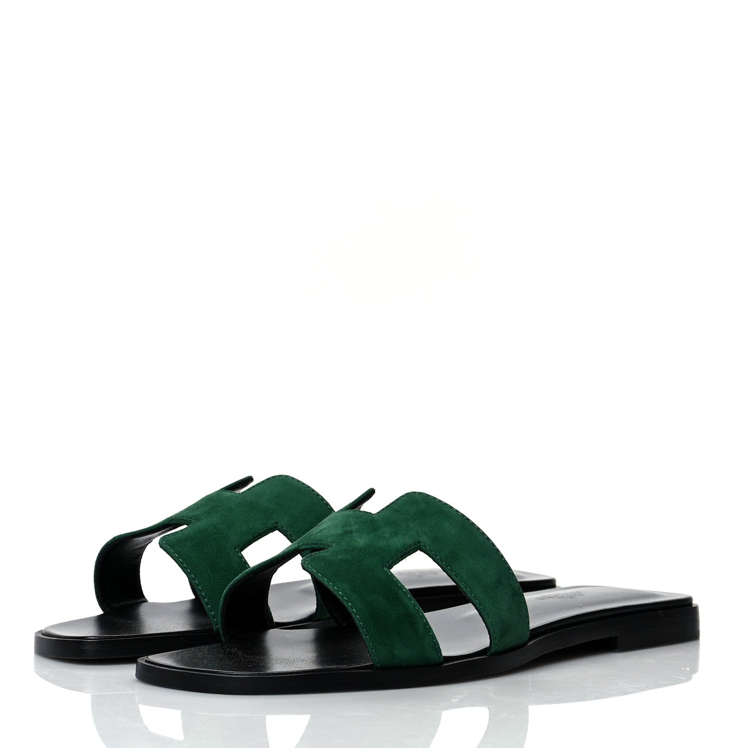 Hermes Suede Goatskin Oran Sandals 38 Vert Electrique 3 of 9