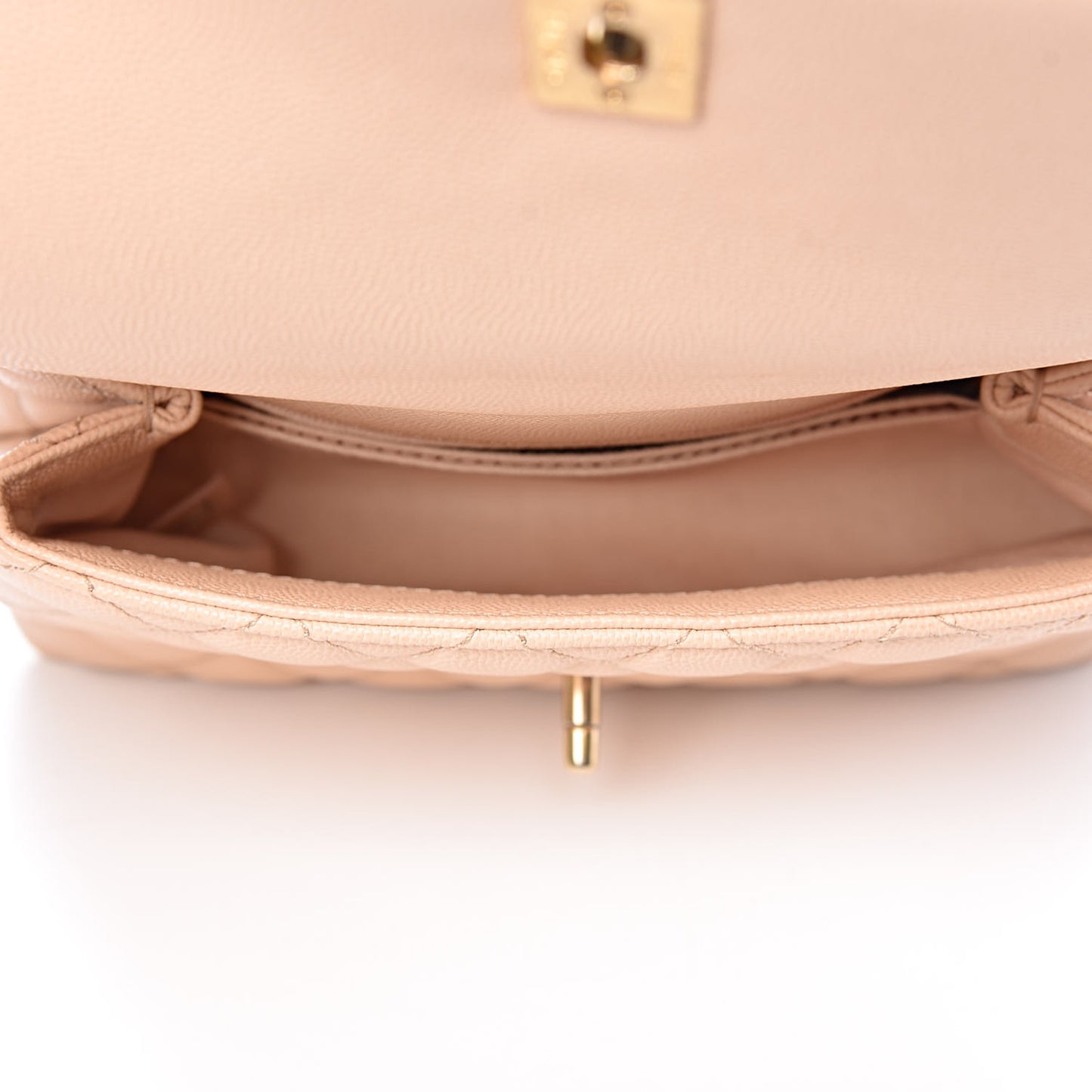 Caviar Quilted Mini Coco Handle Flap Beige