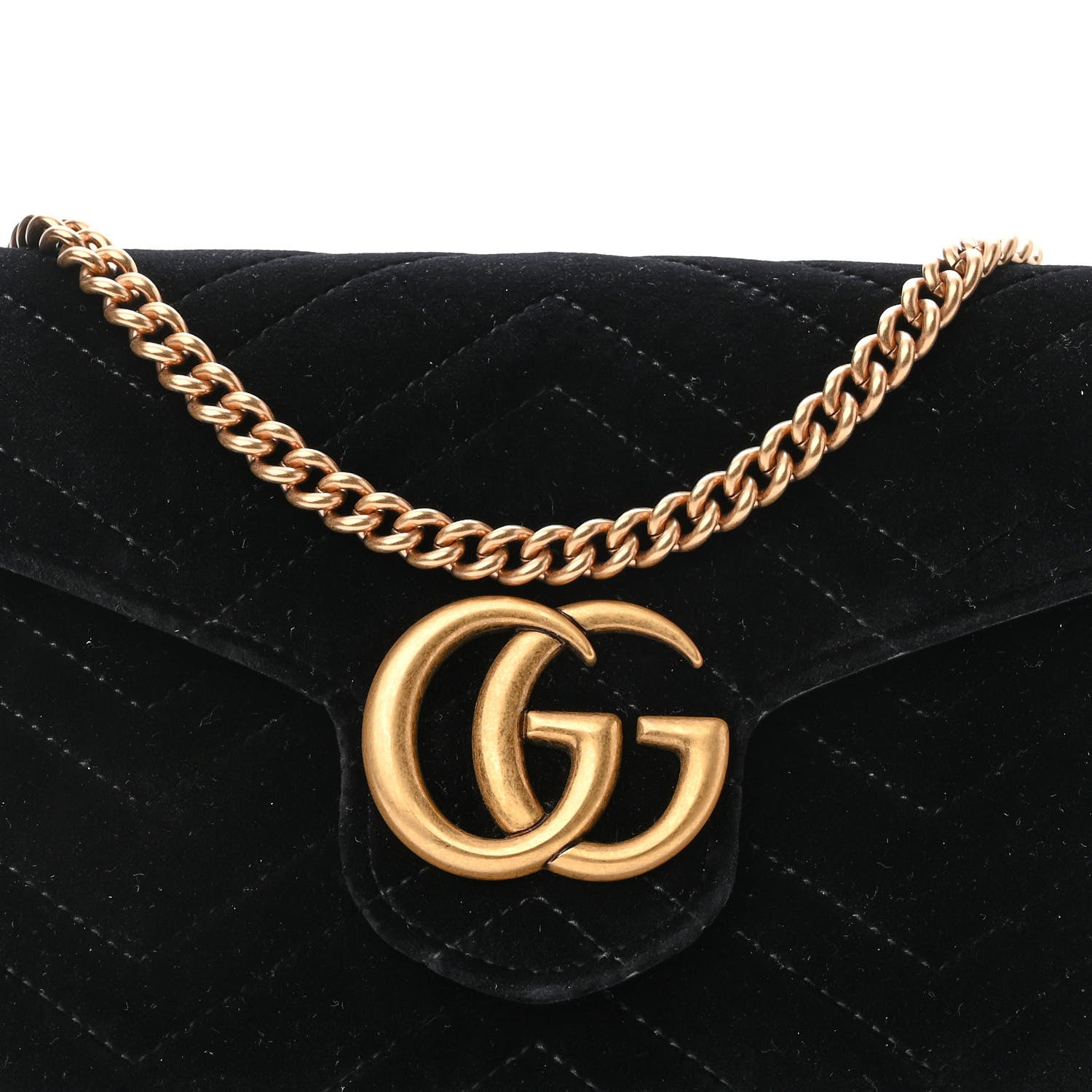 Gucci Velvet Matelasse GG Marmont Chain Wallet Black 8 of 12
