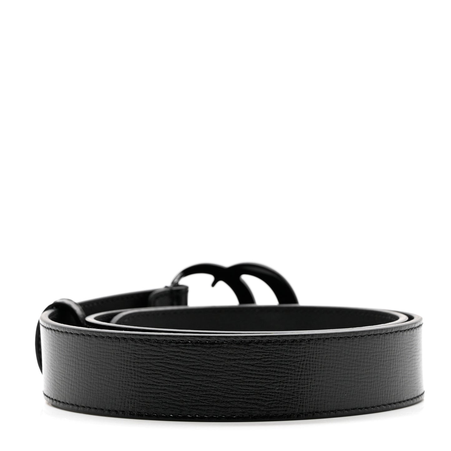Azalea Calfskin Enamel Monochrome Double G 30mm Belt 70 28 Black
