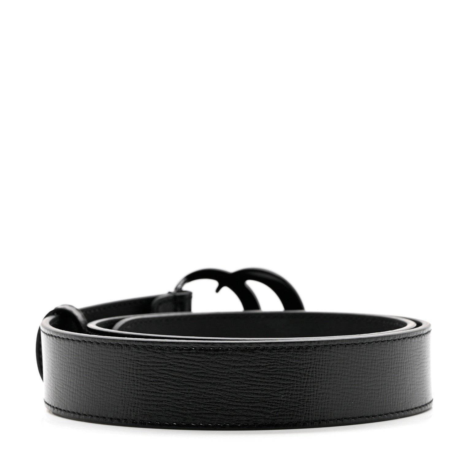 Gucci Azalea Calfskin Enamel Monochrome Double G 30mm Belt 70 28 Black 2 of 5