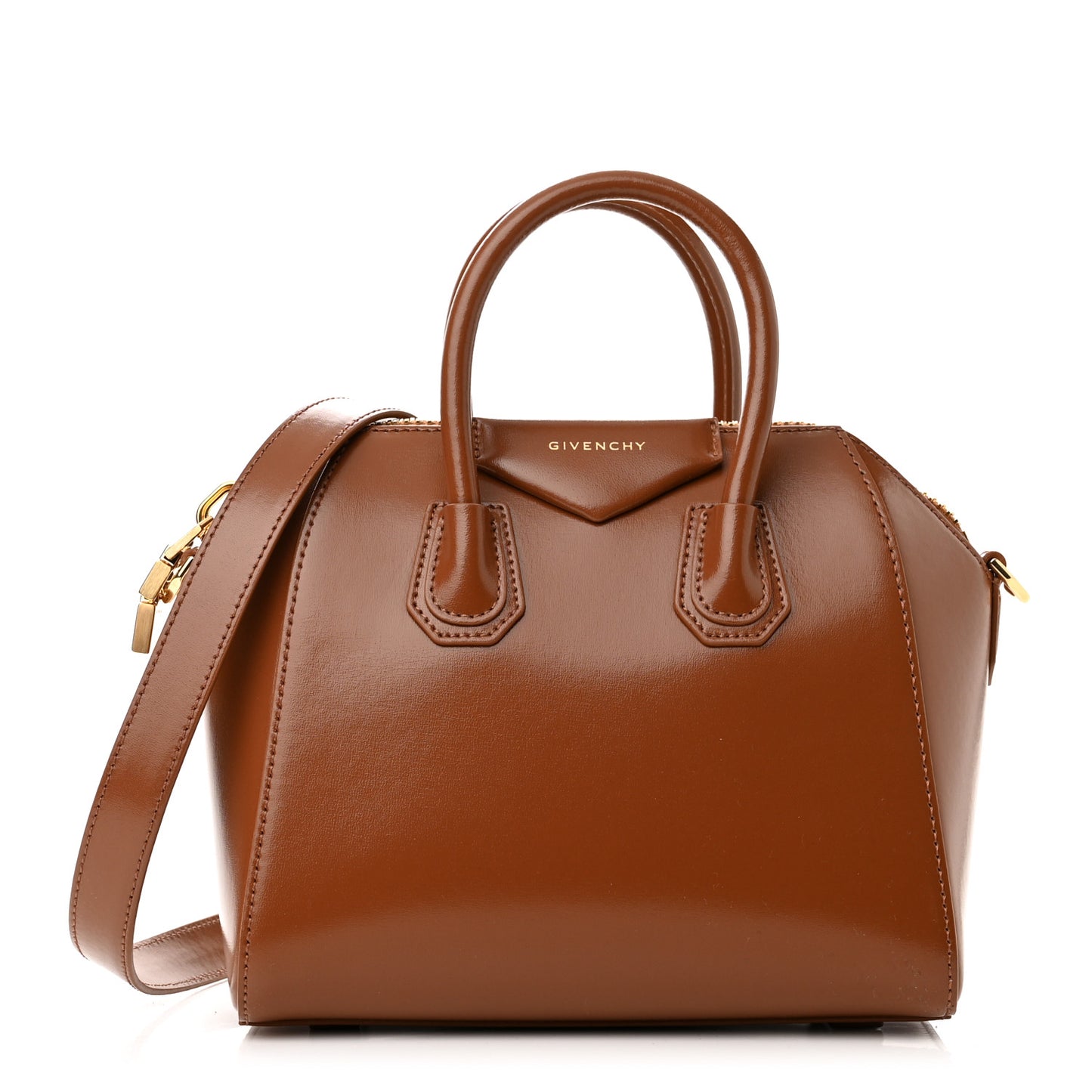 Shiny Lord Calfskin Mini Antigona Camel