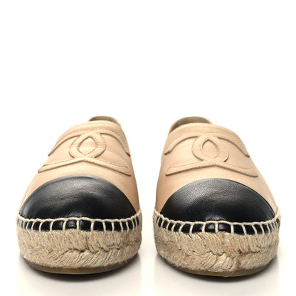 Chanel Lambskin CC Espadrilles 36 Beige Black 2 of 10