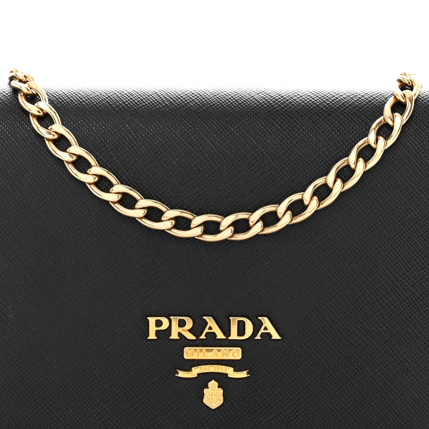 Saffiano Lux Chain Wallet Black