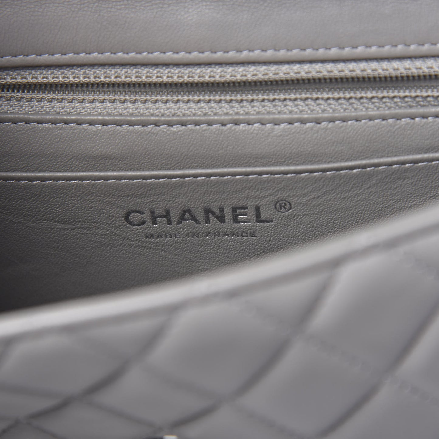 Lambskin Quilted Mini Rectangular Flap Grey