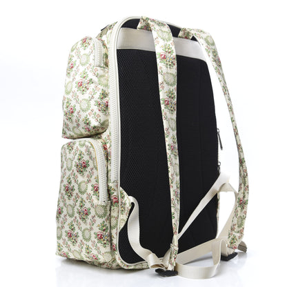 Gucci X MLB Satin Floral Print NY Yankees Patch Backpack Ivory Green 2 of 13