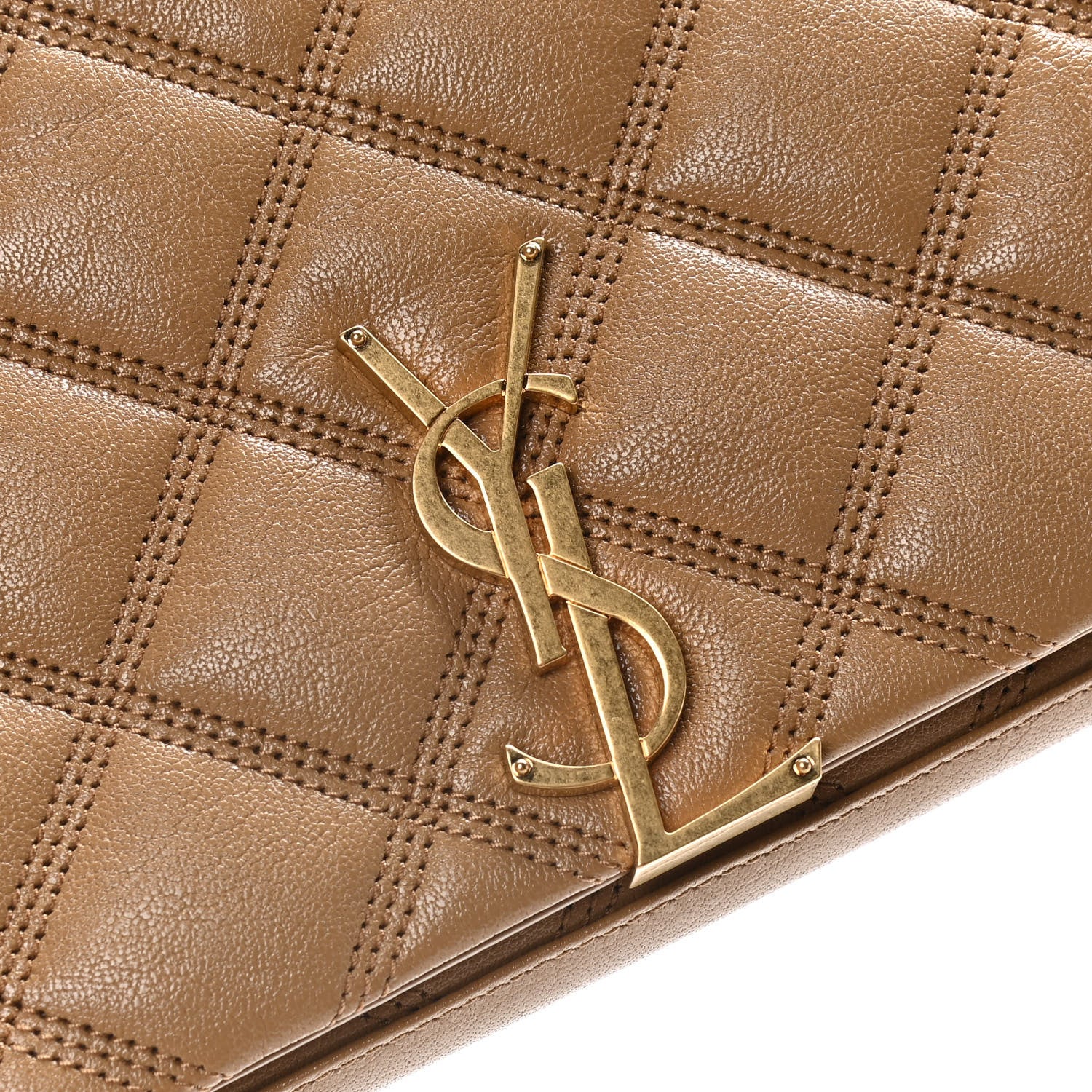 Saint Laurent Lambskin Diamond Quilted Becky Chain Wallet Gold Sand 7 of 14