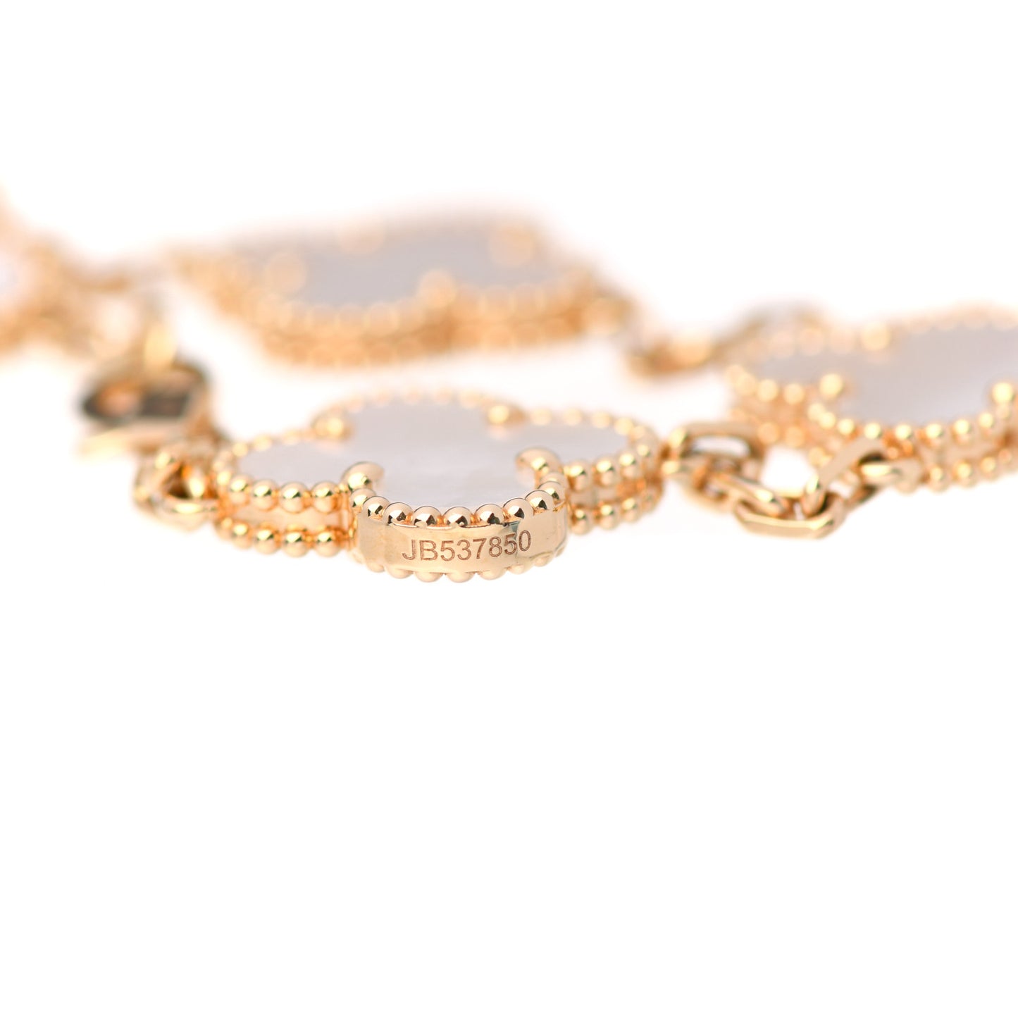 18K Yellow Gold Mother of Pearl 5 Motifs Vintage Alhambra Bracelet
