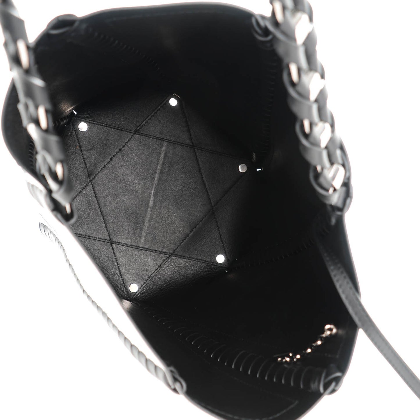 Smooth Calfskin Large Hex Bucket Bag White Black