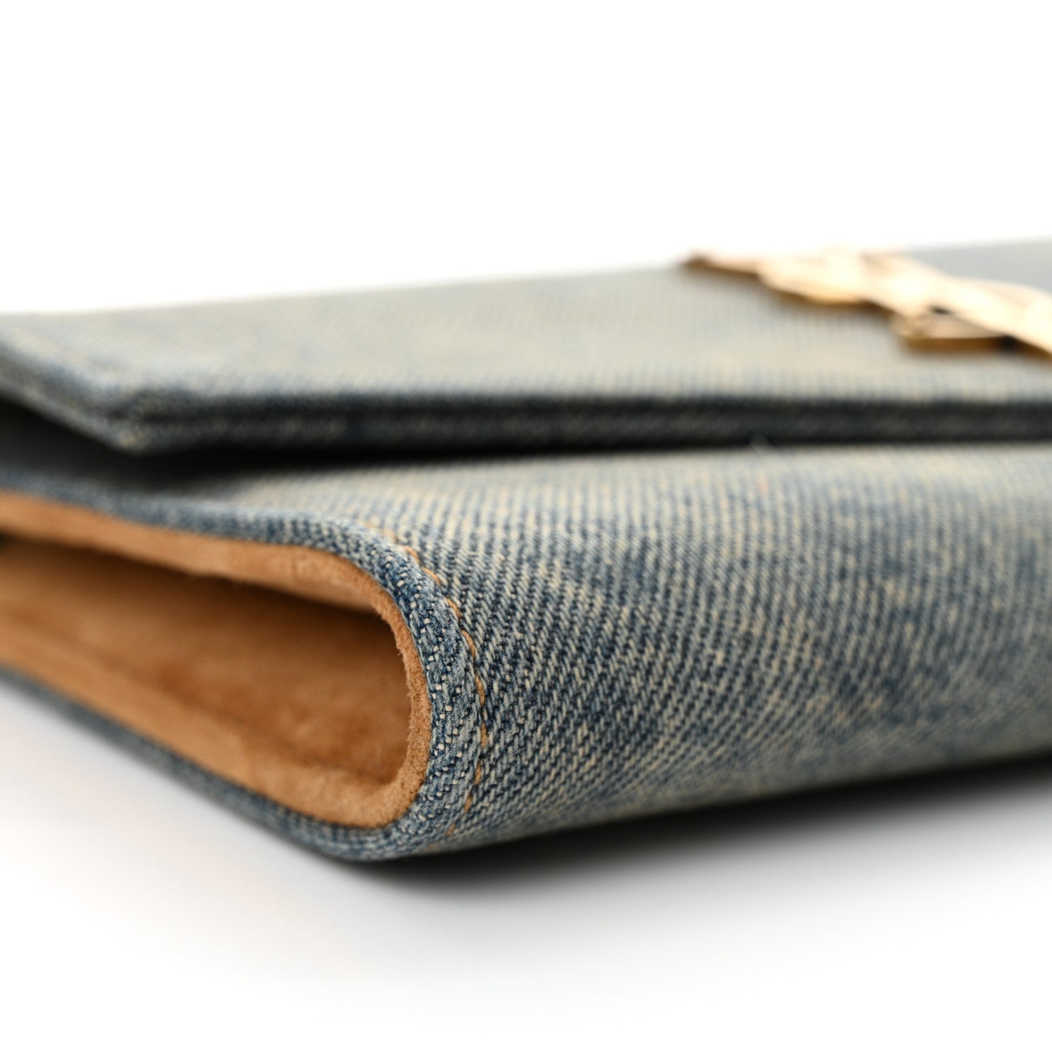Saint Laurent Denim Monogram Chain Wallet Rodeo Blue Cinnamon 10 of 15
