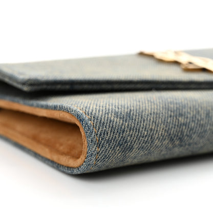Saint Laurent Denim Monogram Chain Wallet Rodeo Blue Cinnamon 10 of 15