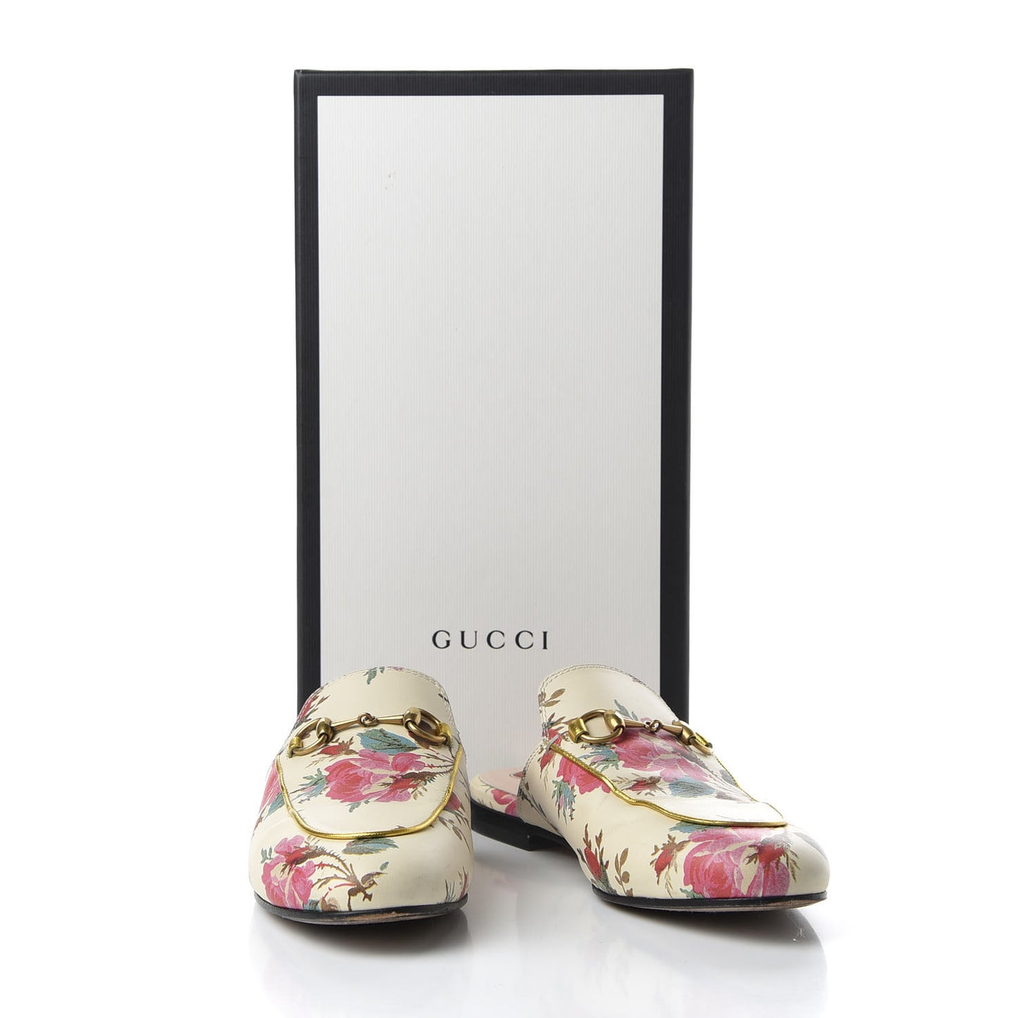 Calfskin Stamp Allover Rose Princetown Slippers 36 Ivory Multicolor