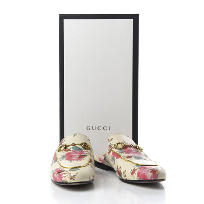Gucci Calfskin Stamp Allover Rose Princetown Slippers 36 Ivory Multicolor 10 of 10
